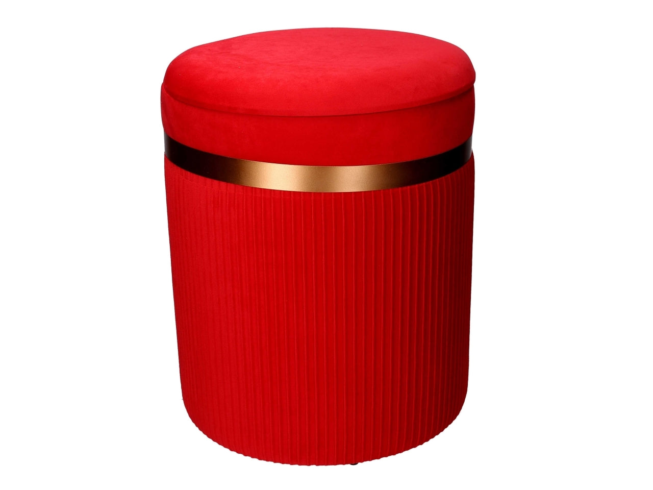 Pouf contenitore in velluto rosso con fascia bronzo 39 cm e 49 cm ,set da 2 pezzi - Vacchetti