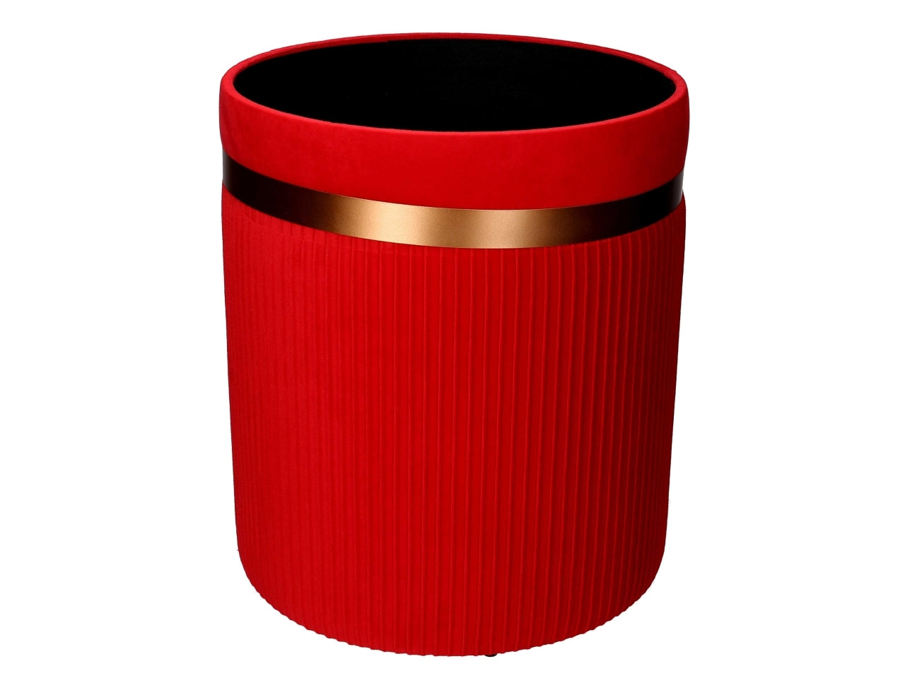 Pouf contenitore in velluto rosso con fascia bronzo 39 cm e 49 cm ,set da 2 pezzi - Vacchetti