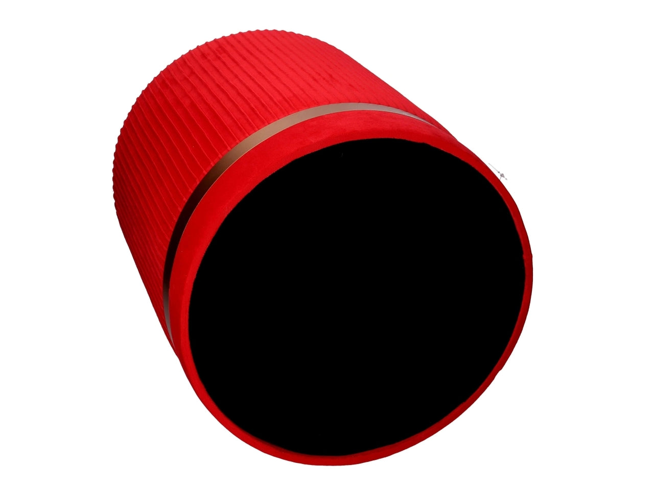 Pouf contenitore in velluto rosso con fascia bronzo 39 cm e 49 cm ,set da 2 pezzi - Vacchetti