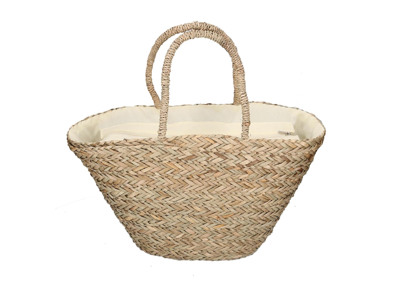 Borsa paglia con fiori e foglie 47x18xh.23cm
