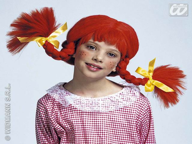 Parrucca bambina giocosa con trecce rossa