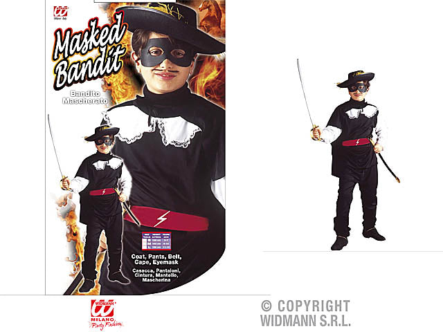 Costume eroe bandito mascherato 128cm 5-7 anni