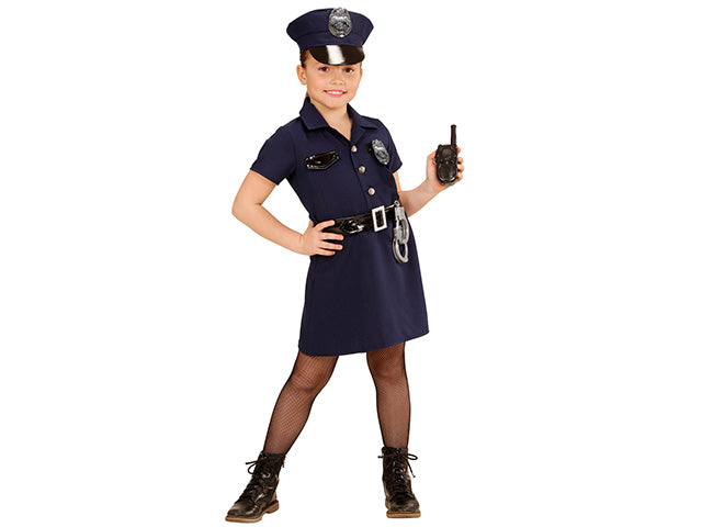 VESTITO POLIZIOTTA COMPOSTO CON CINTURA,CAPPELLO,MANETTE,RADIO 128 CM 5-7 ANNI