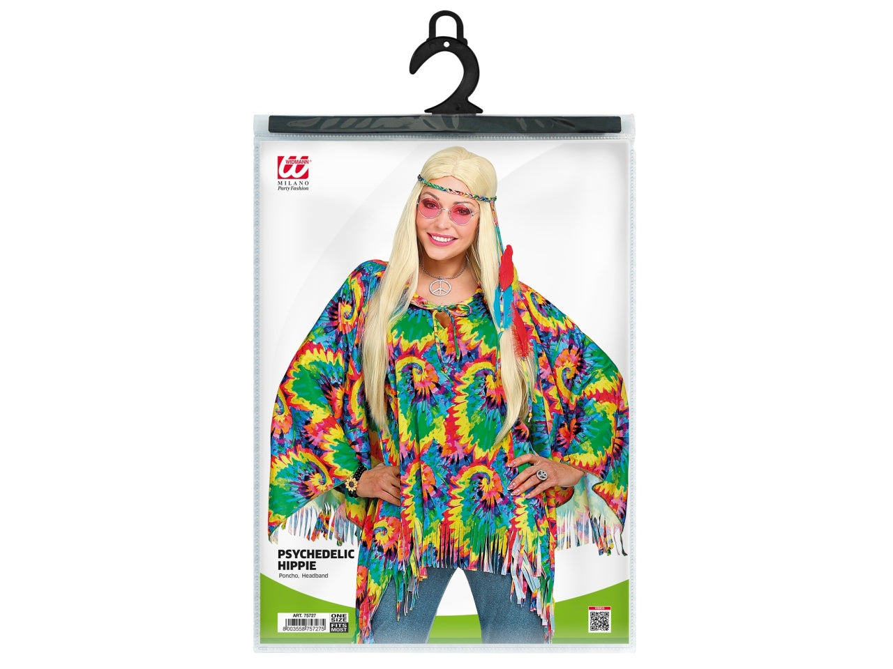 Set hippie psichedelica - il set comprende poncho e fascia per testa
