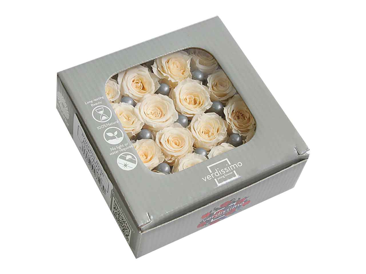 Rosa stabilizzata colore champagne d.2,5cm - La confezione comprende 16 rose
