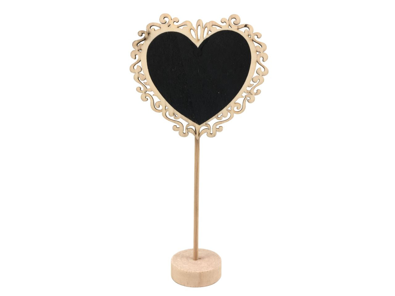 Segnaposto legno a cuore con piede tondo d.9,5 h.19,5 (8cfx25 pezzi-prezzo x 1 pezzi)