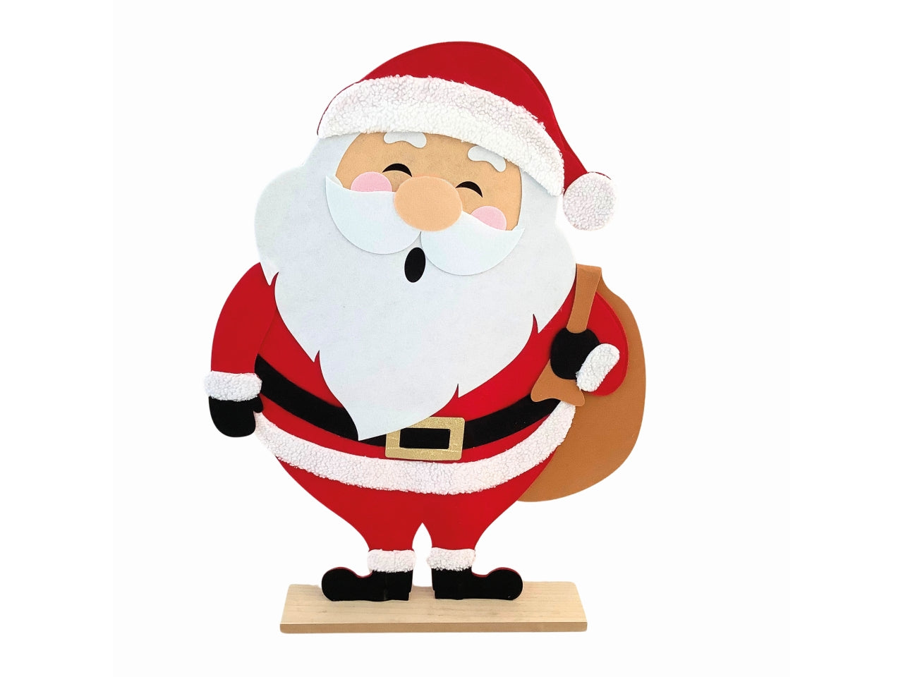 Babbo natale panno su base legno 50x38x6,5cm