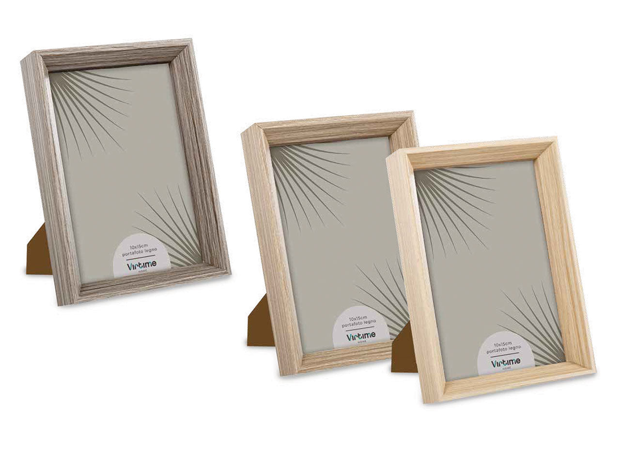 Portafoto in legno con supporto e ganci, in 3 colori assortiti 10x15cm - Virtime