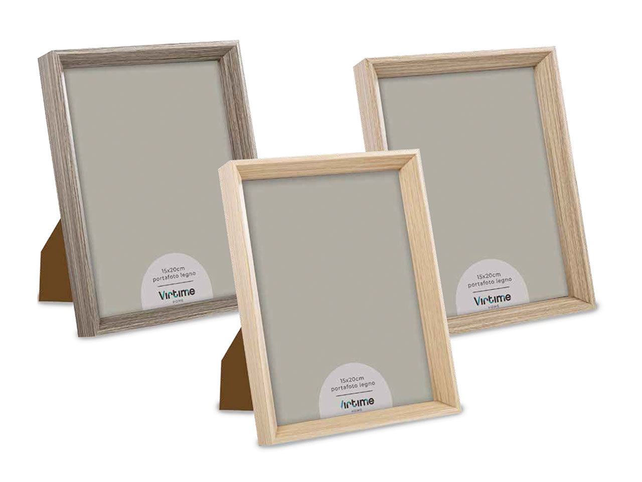 Portafoto in legno con supporto e ganci, in 3 colori assortiti 15x20 cm - Virtime