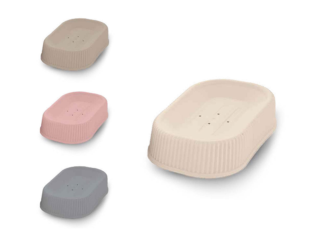Porta saponetta in plastica crema grigio tortora rosa 8x13 cm - Virtime