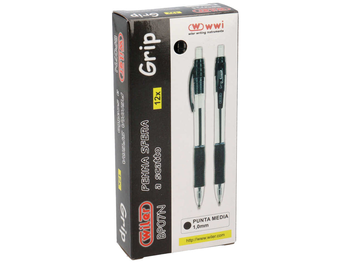 Penna a sfera scatto grip 12 pezzi