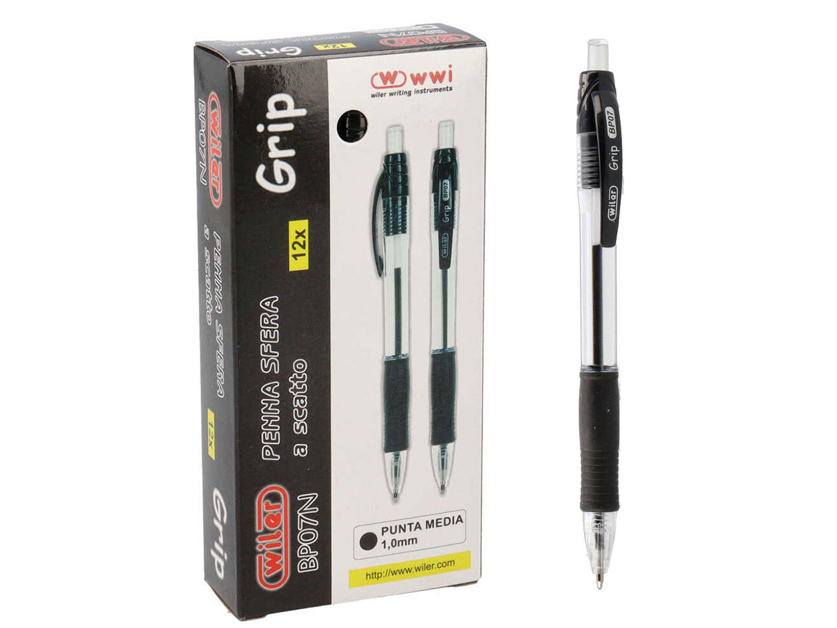 Penna a sfera scatto grip 12 pezzi
