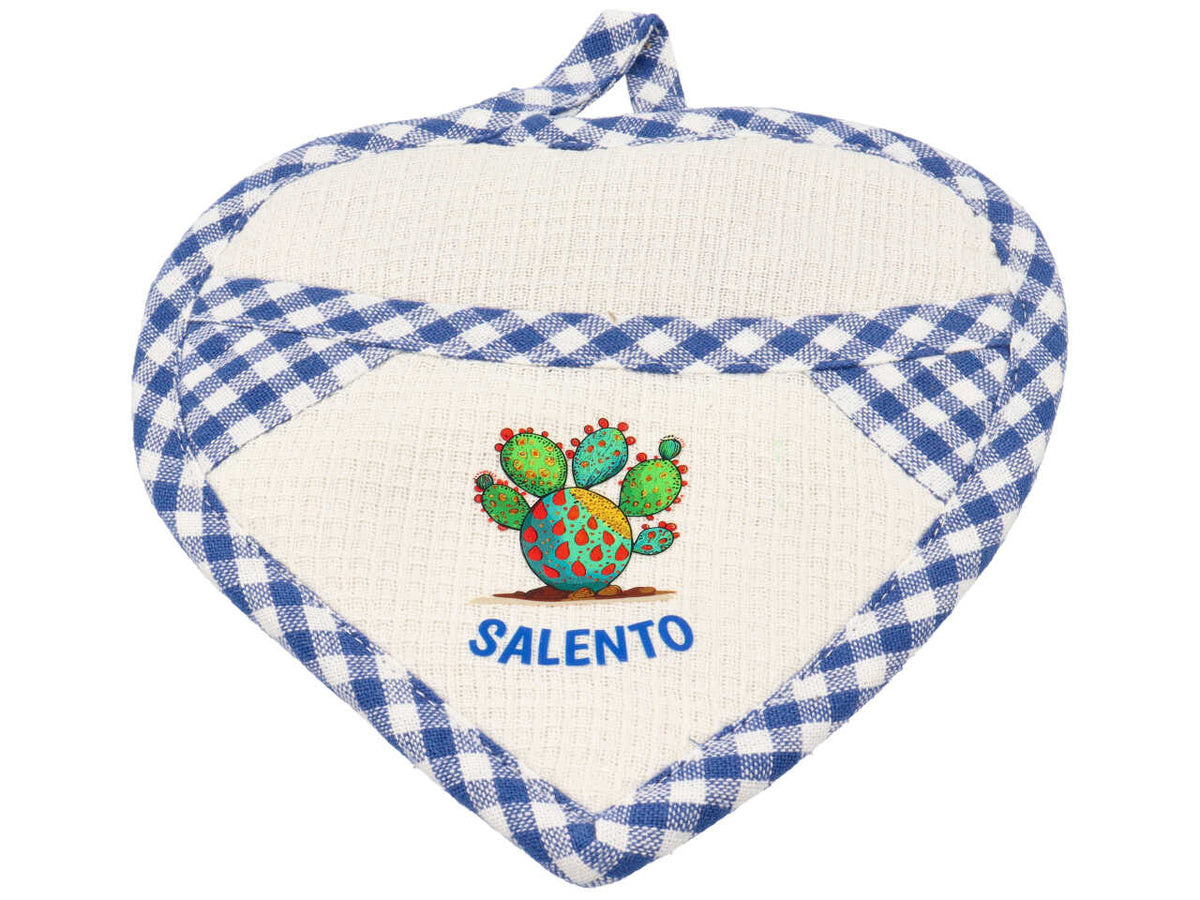 Presina cotone cuore blu fico d'india salento mediterranea 19x19 cm - Zambiasi