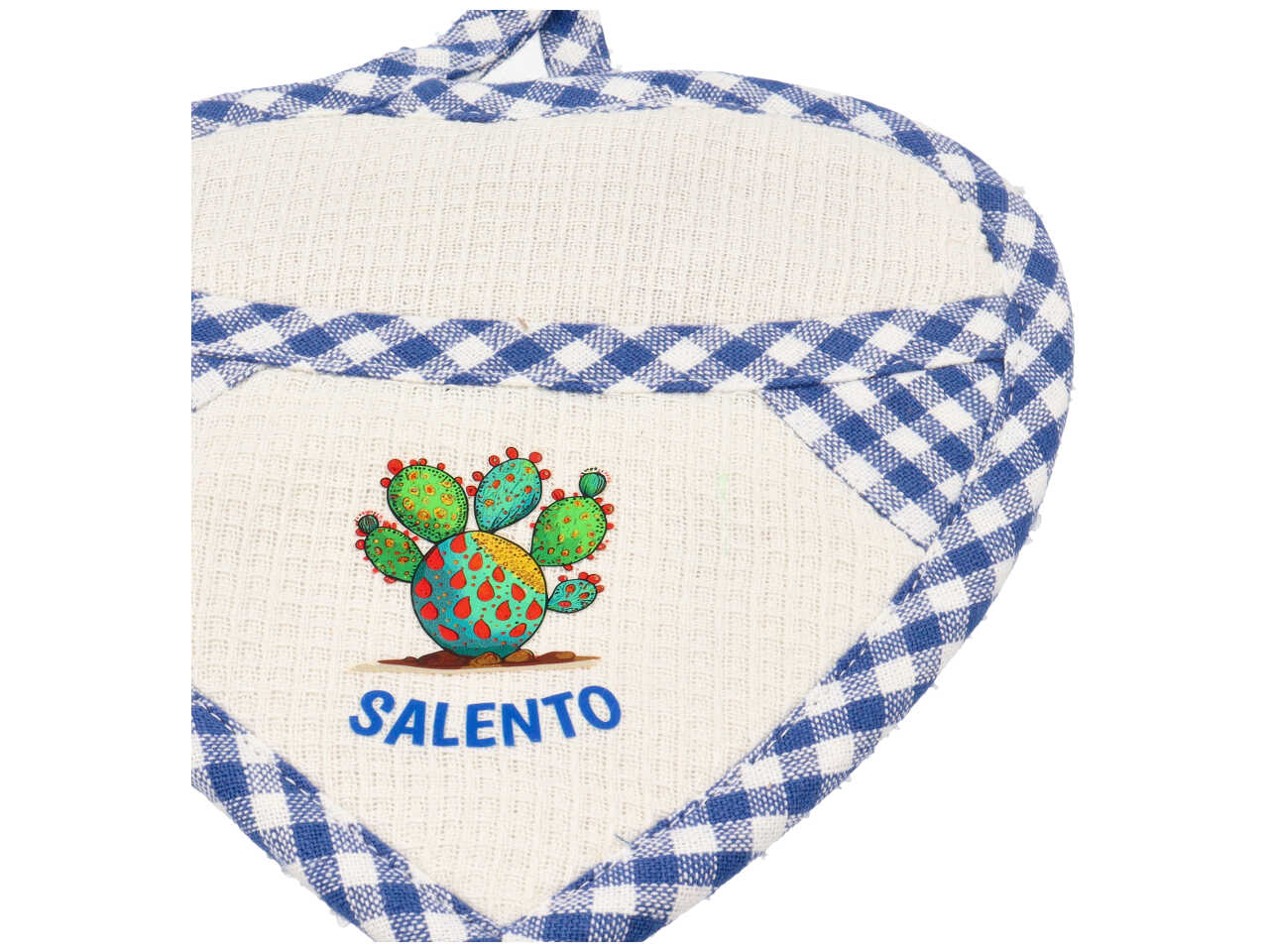 Presina cotone cuore blu fico d'india salento mediterranea 19x19 cm - Zambiasi