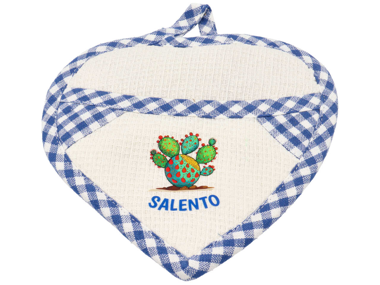 Presina cotone cuore blu fico d'india salento mediterranea 19x19 cm - Zambiasi