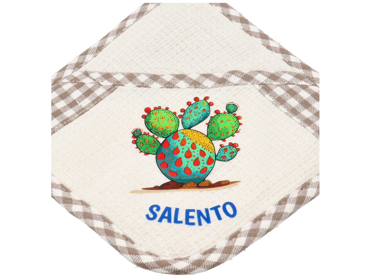 Presina cotone quadrata tortora fico d'india salento mediterranea 19x19 cm - Zambiasi