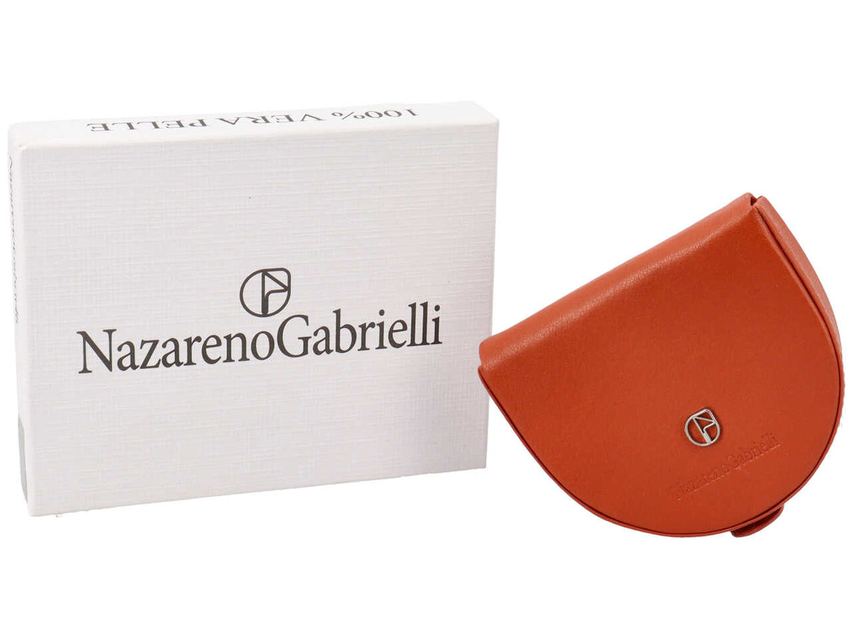 Portamonete uomo a tacco in pelle arancione - 7,5x9x2 cm -  Nazareno Gabrielli