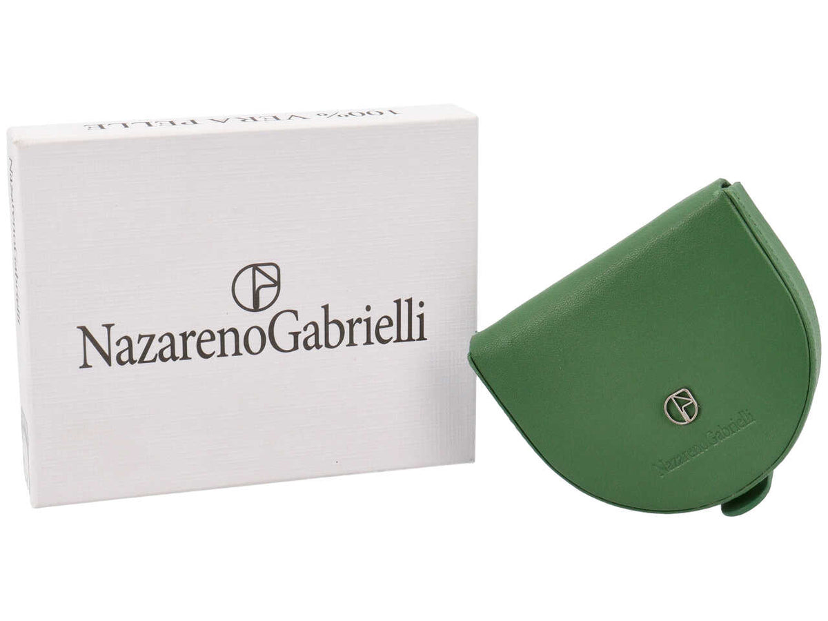 Portamonete uomo a tacco in pelle verde - 7,5x9x2 cm -  Nazareno Gabrielli