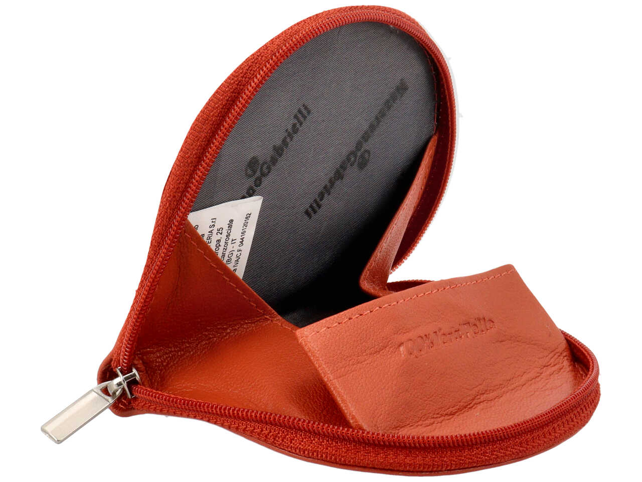 Portamonete uomo con zip in pelle arancione  - 9x10x1,5 cm - Nazareno Gabrielli
