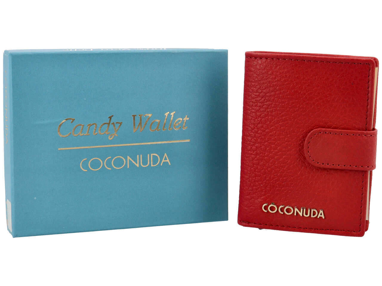 Portafoglio donna Coconuda vera pelle rosso con clip 7,5x10x2 cm