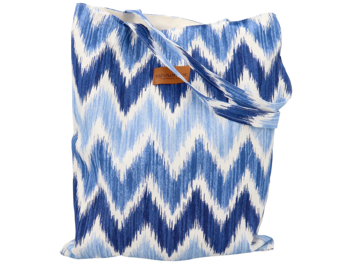 Borsa letizia loneta  fantasia a zig zag colore rosso 36x43cm $