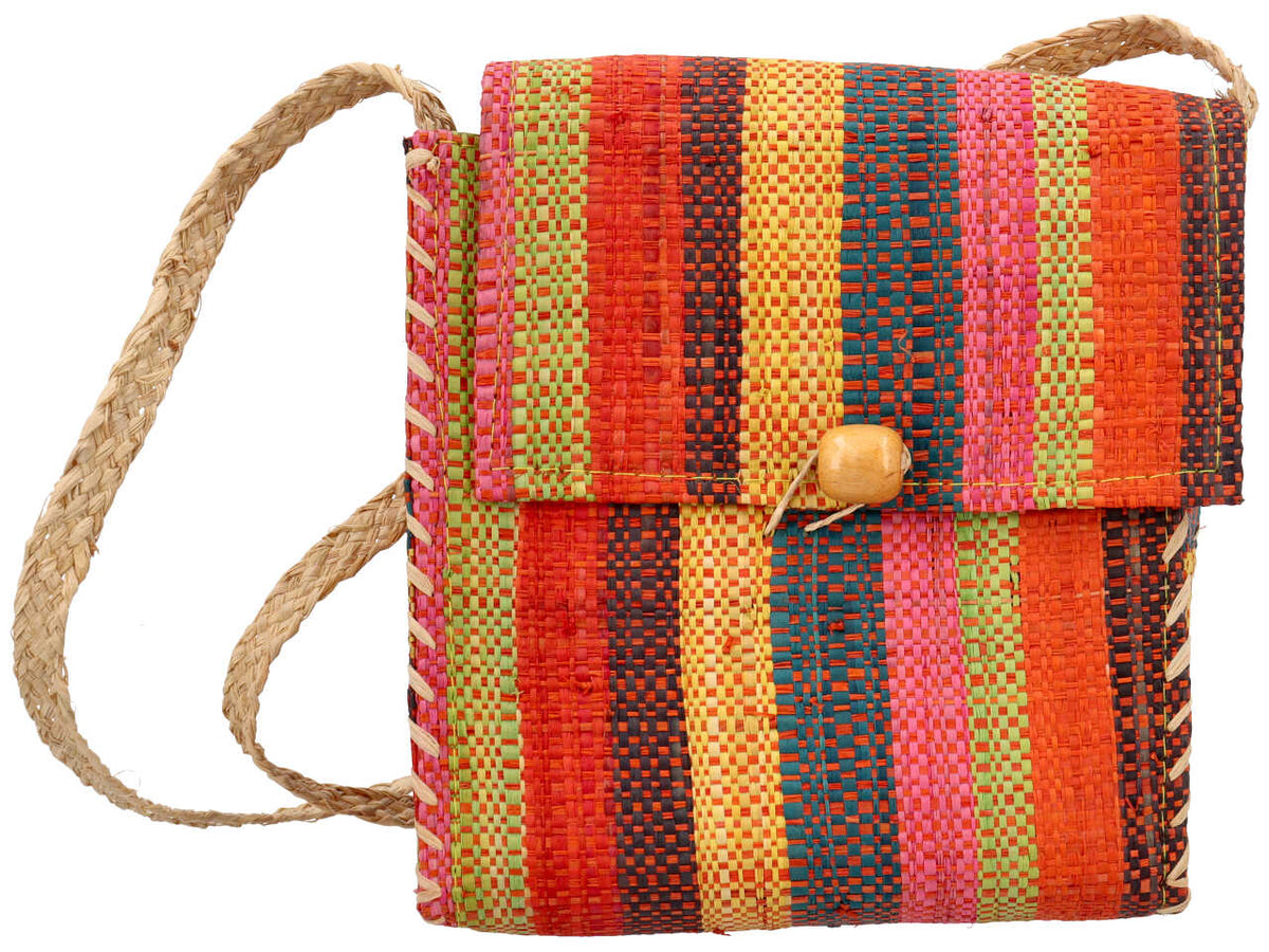 Borsa in rafia a spalla quandrata $