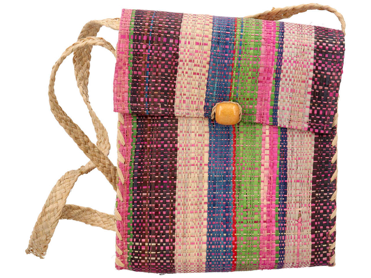 Borsa in rafia a spalla quandrata $