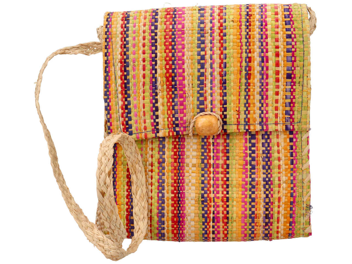 Borsa in rafia a spalla quandrata $