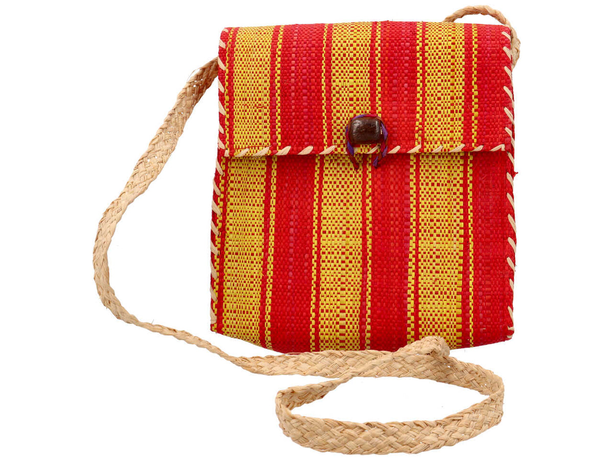 Borsa in rafia a spalla quandrata $