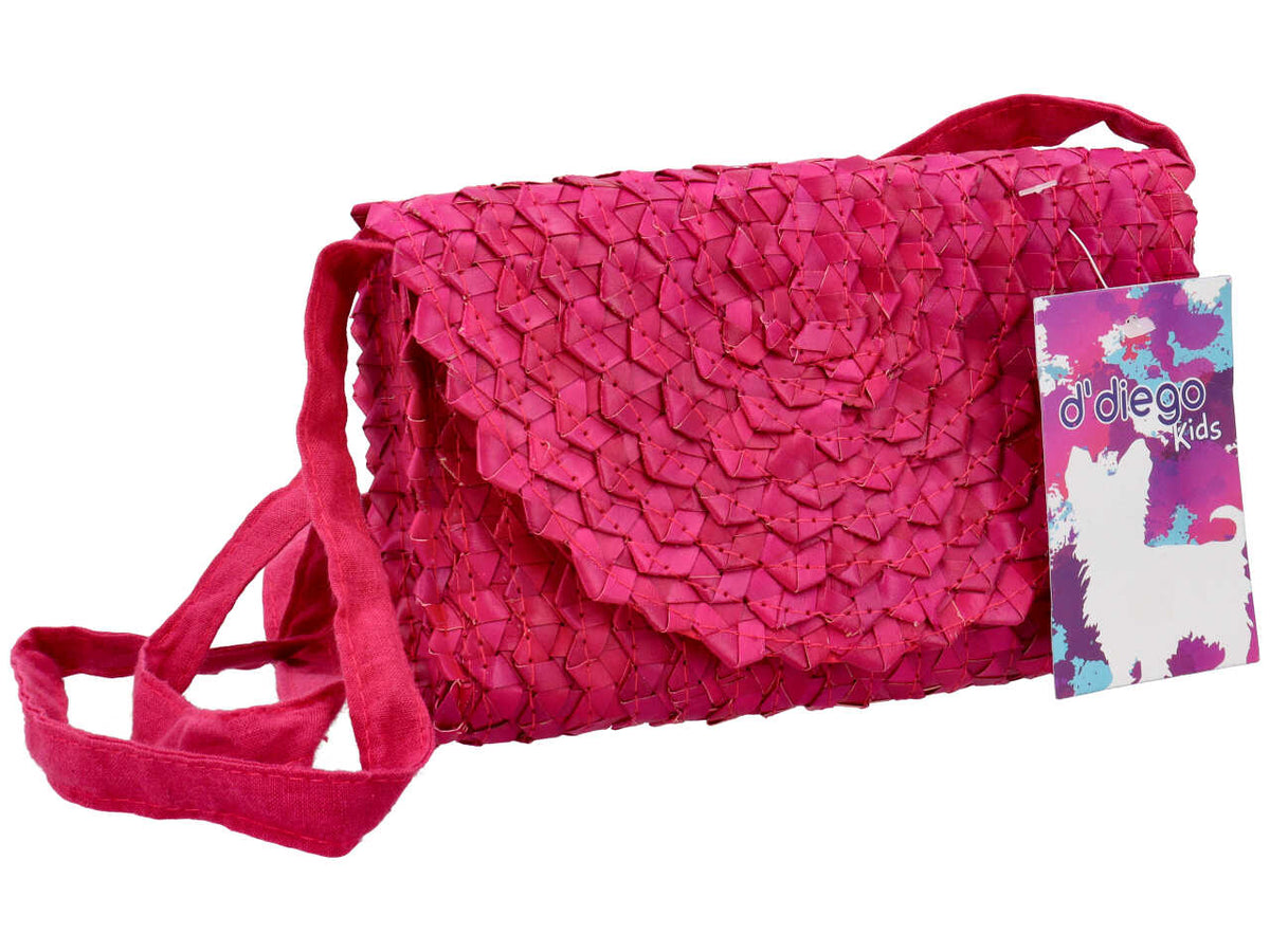 Borsa rettangolare in paglia colore fuxia