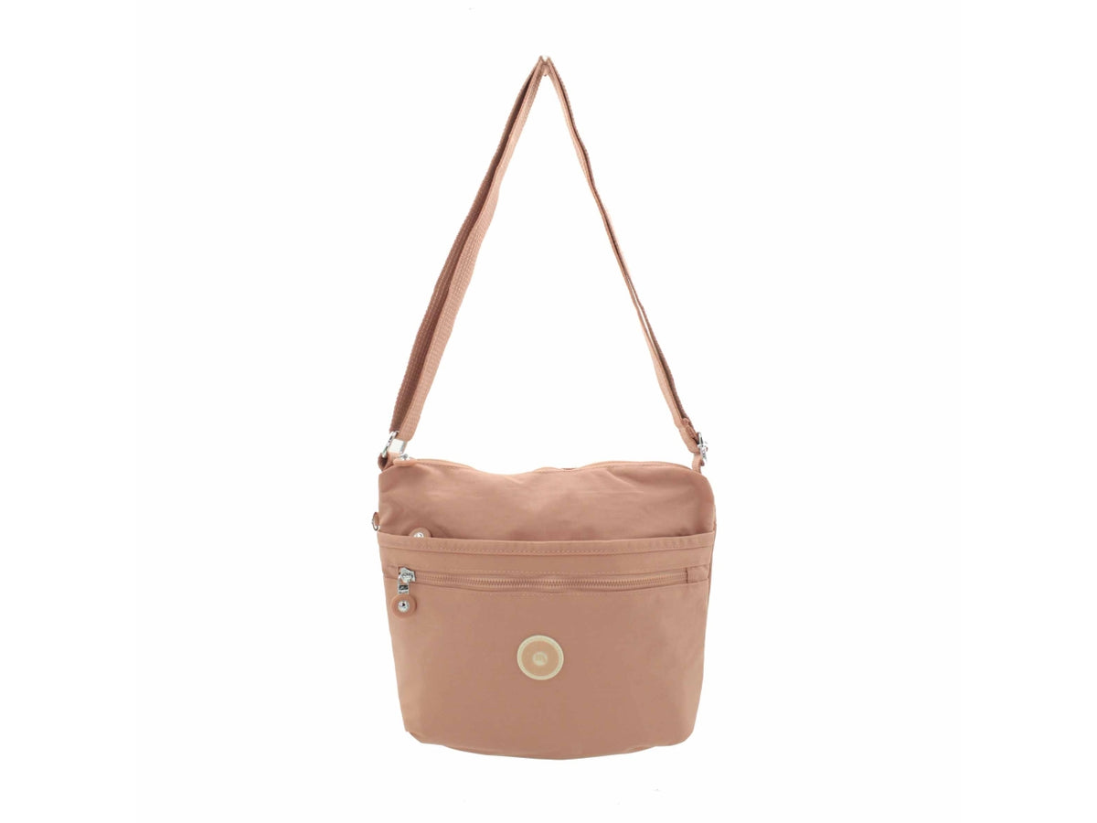 Borsa a tracolla in nylon colore rosa misura 30x25x8cm $