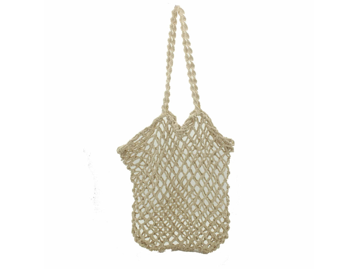 Borsa mare a rete macrame in corda cotone naturale 44x30 cm - Missander
