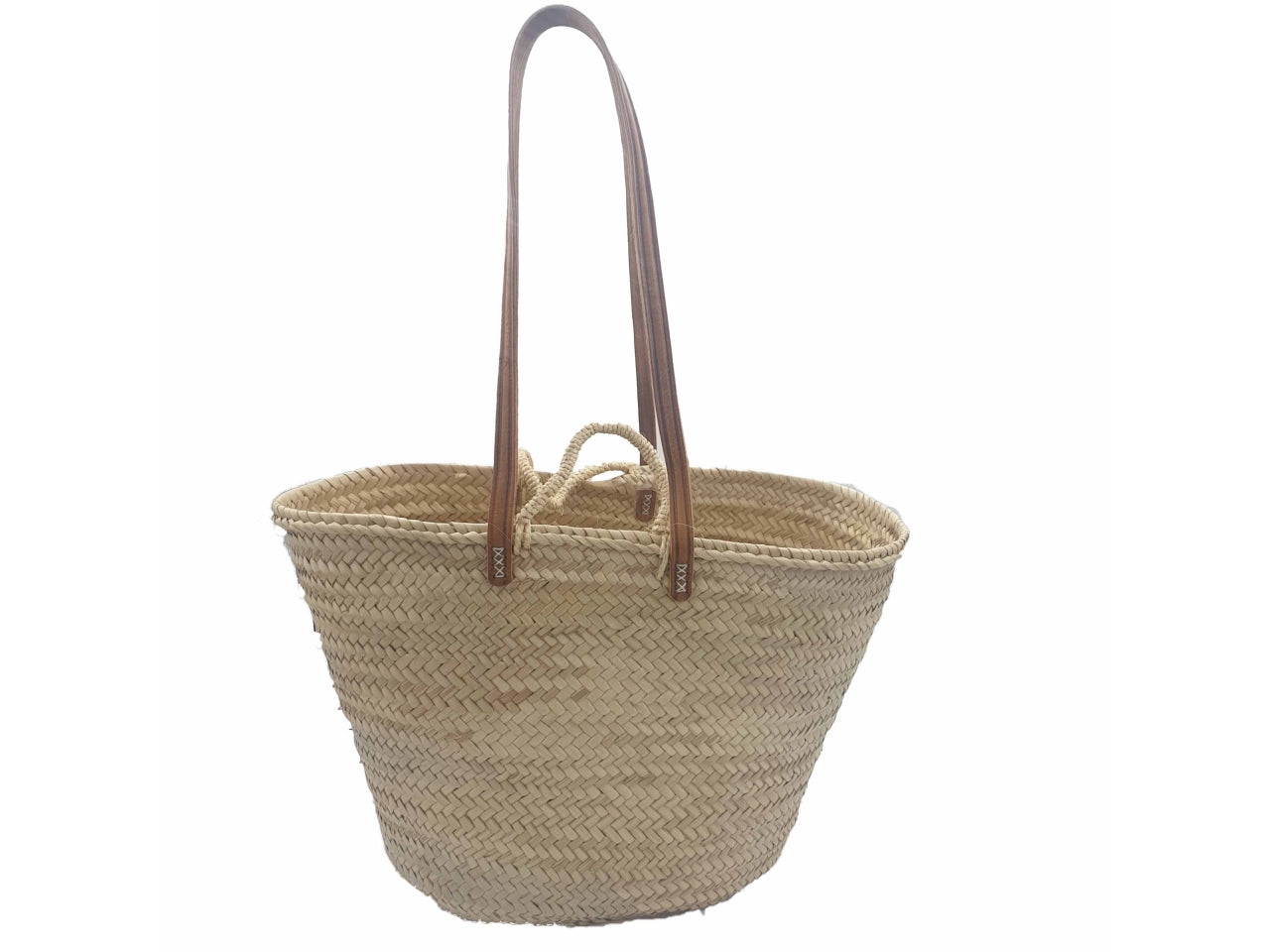 Borsa mare con doppio manico in fibre naturali e vera pelle - Missander