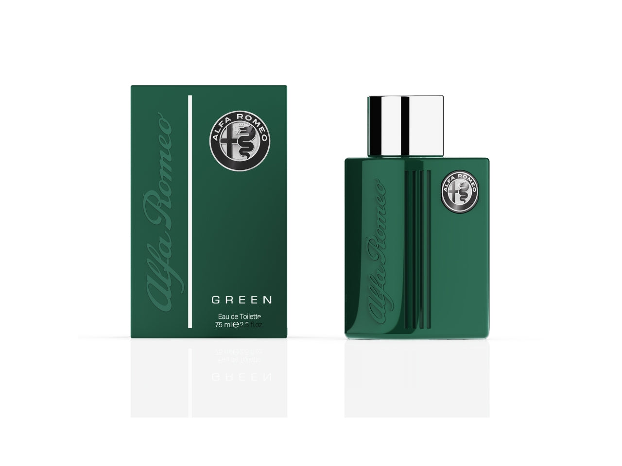 Profumo da uomo Alfa Romeo Green, eau de toilette woody-fruity, 75 ml