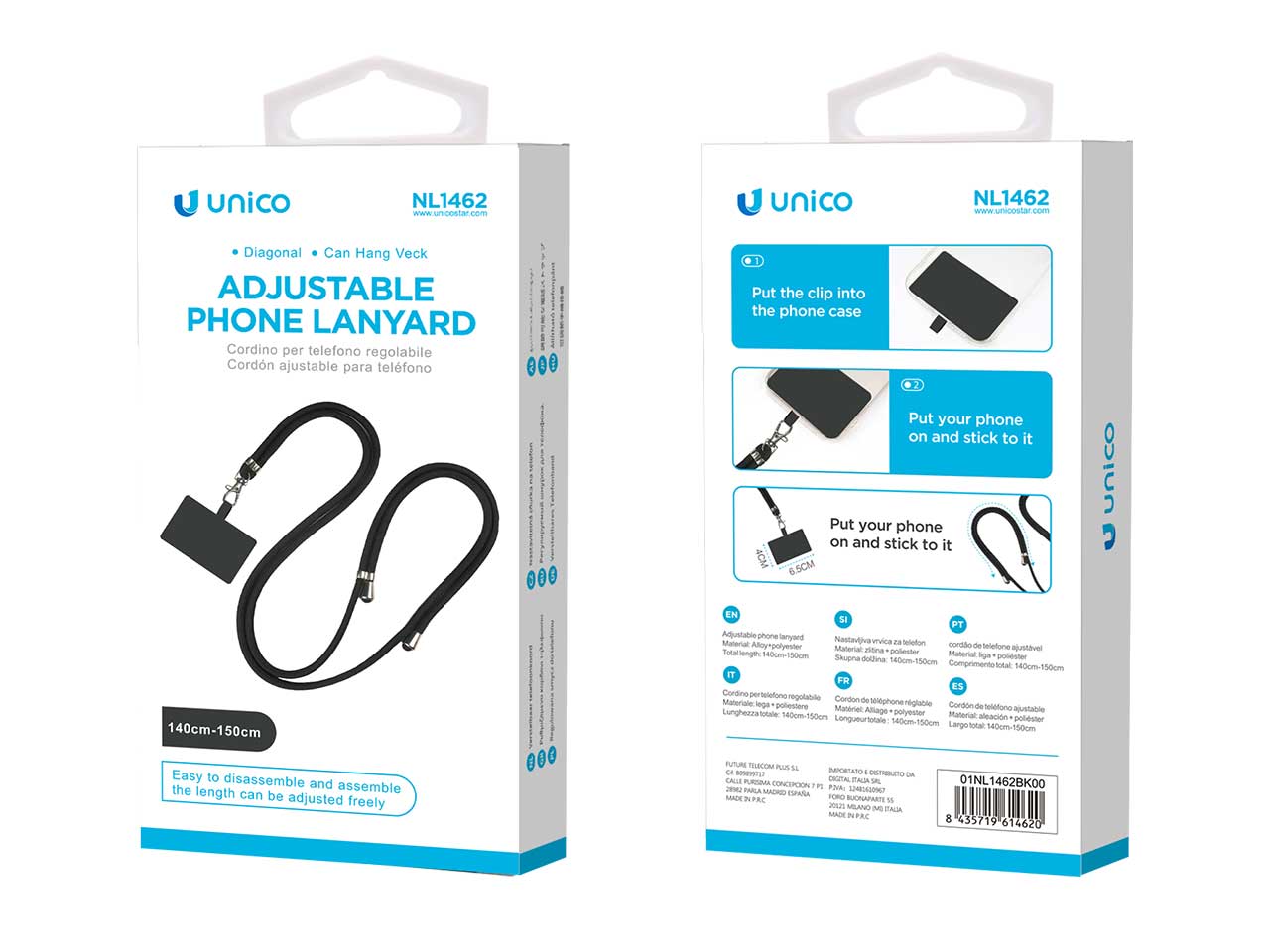 Set cordino per cellulare appeso al collo regolabile con fibbia singola