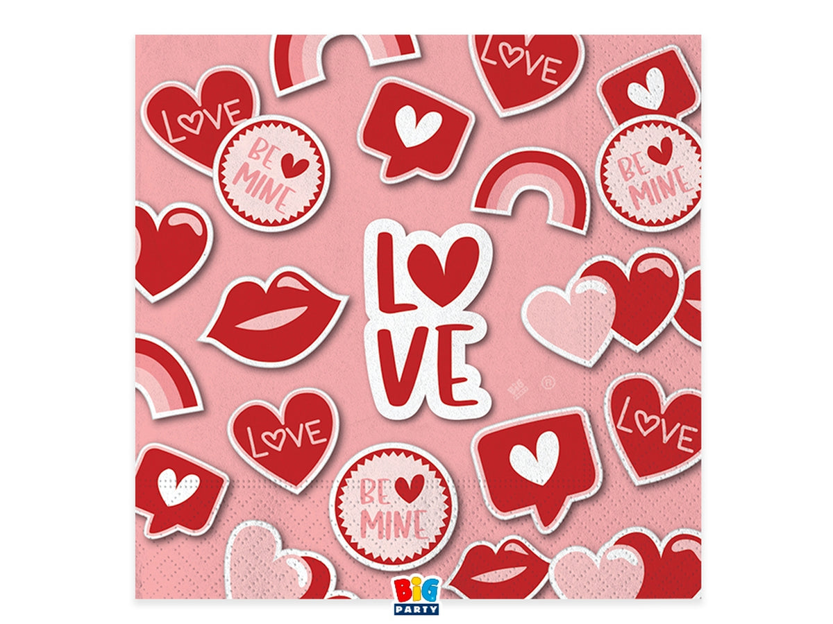 Tovaglioli cm.33 x 33 love stickers la confezione compende 16 tovaglioli
