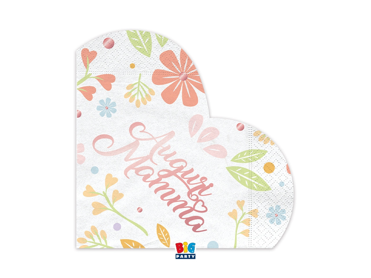 Tovaglioli cuore cm.33 x 33 auguri mamma la confezione comprende 16 tovaglioli - festa della mamma