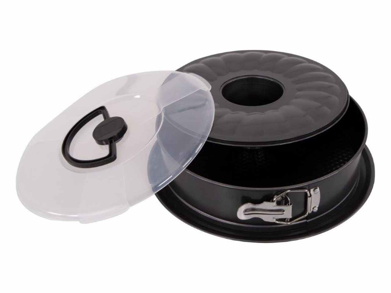 Set 2 pezzi tortiera apribile misura cm26 con coperchio e base grande linea carbon steel