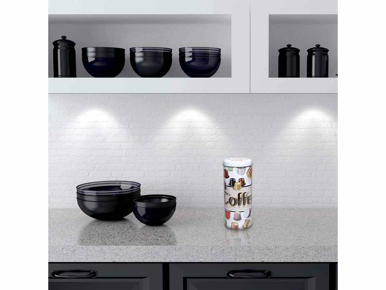Barattolo in latta con decorazione cialde misure 7,5x7,5x19cm