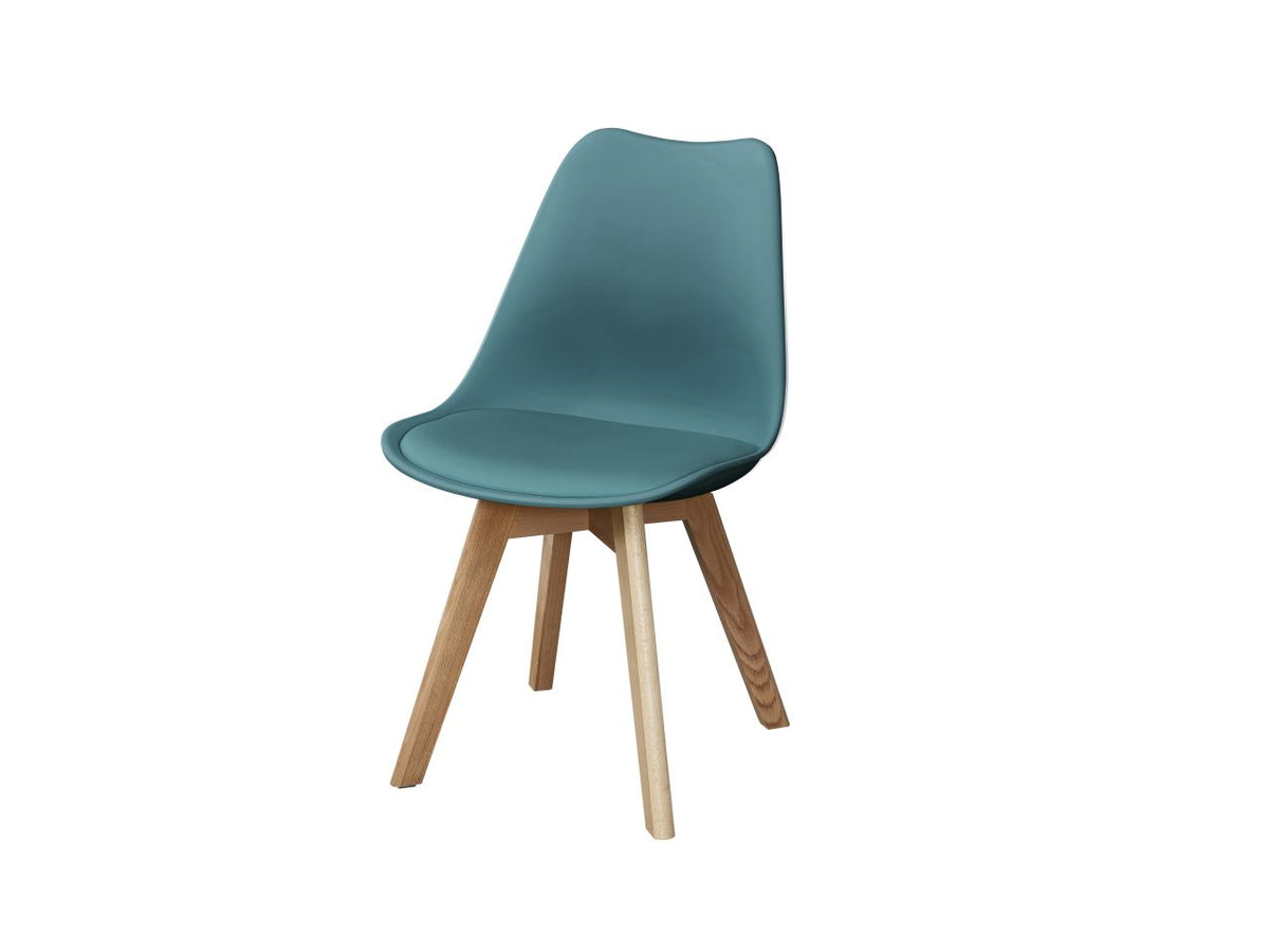 Sedia in plastica e legno blu ottanio stile moderno 48x57x81 cm - Di.Mo