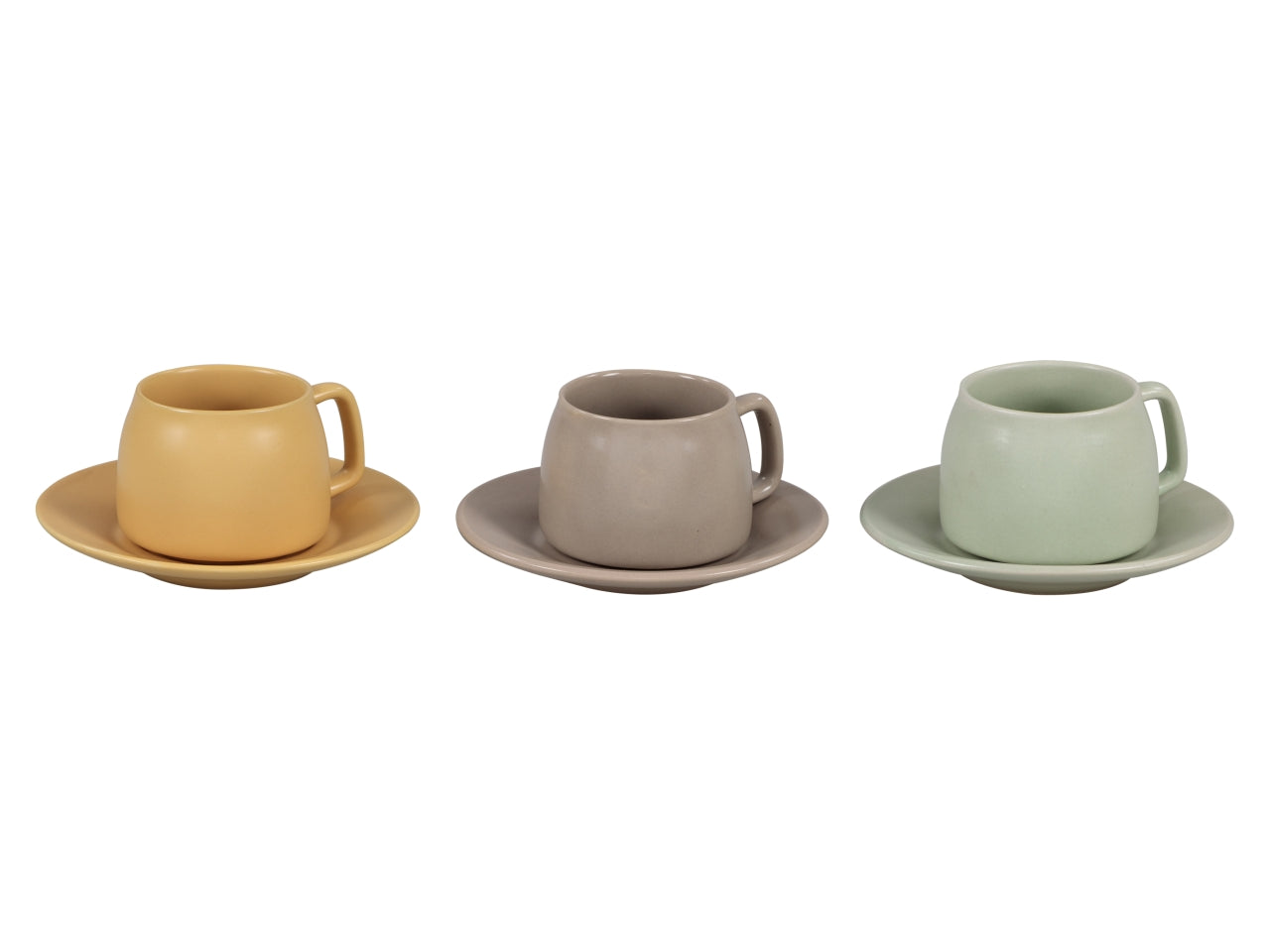 Tazzine caffÃ¨ scandinavo in stoneware, 3 colori assortiti pastello, set da 6 tazzine - Casa Collection