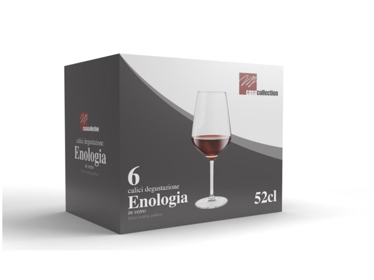Set 6 calici vino in vetro 520 cc trasparente stile contemporaneo - Casa Collection