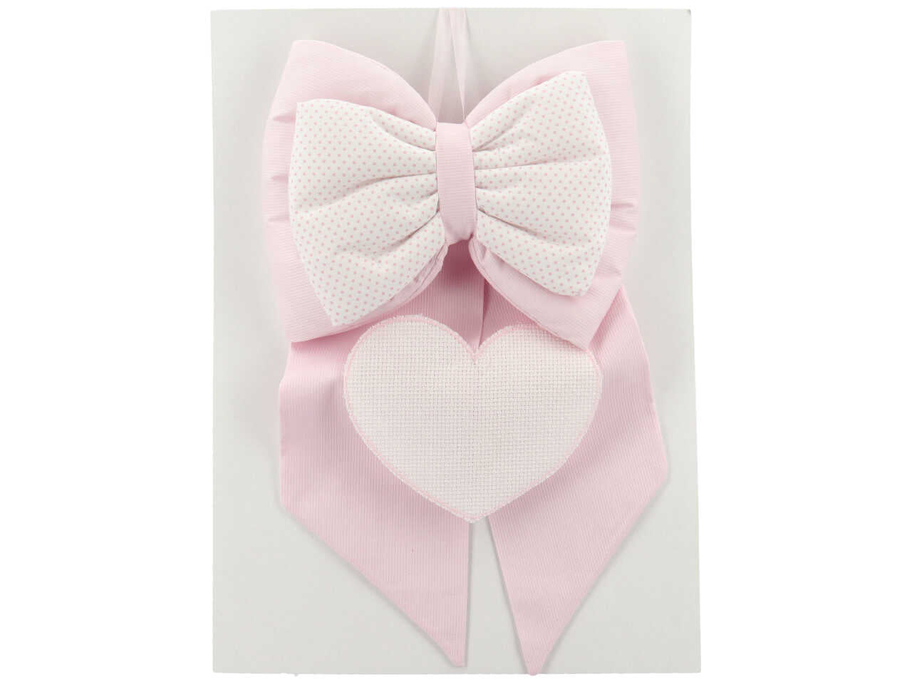 Fiocco nascita femminuccia in cotone rosa con cuore personalizzabile - Dolci Sogni