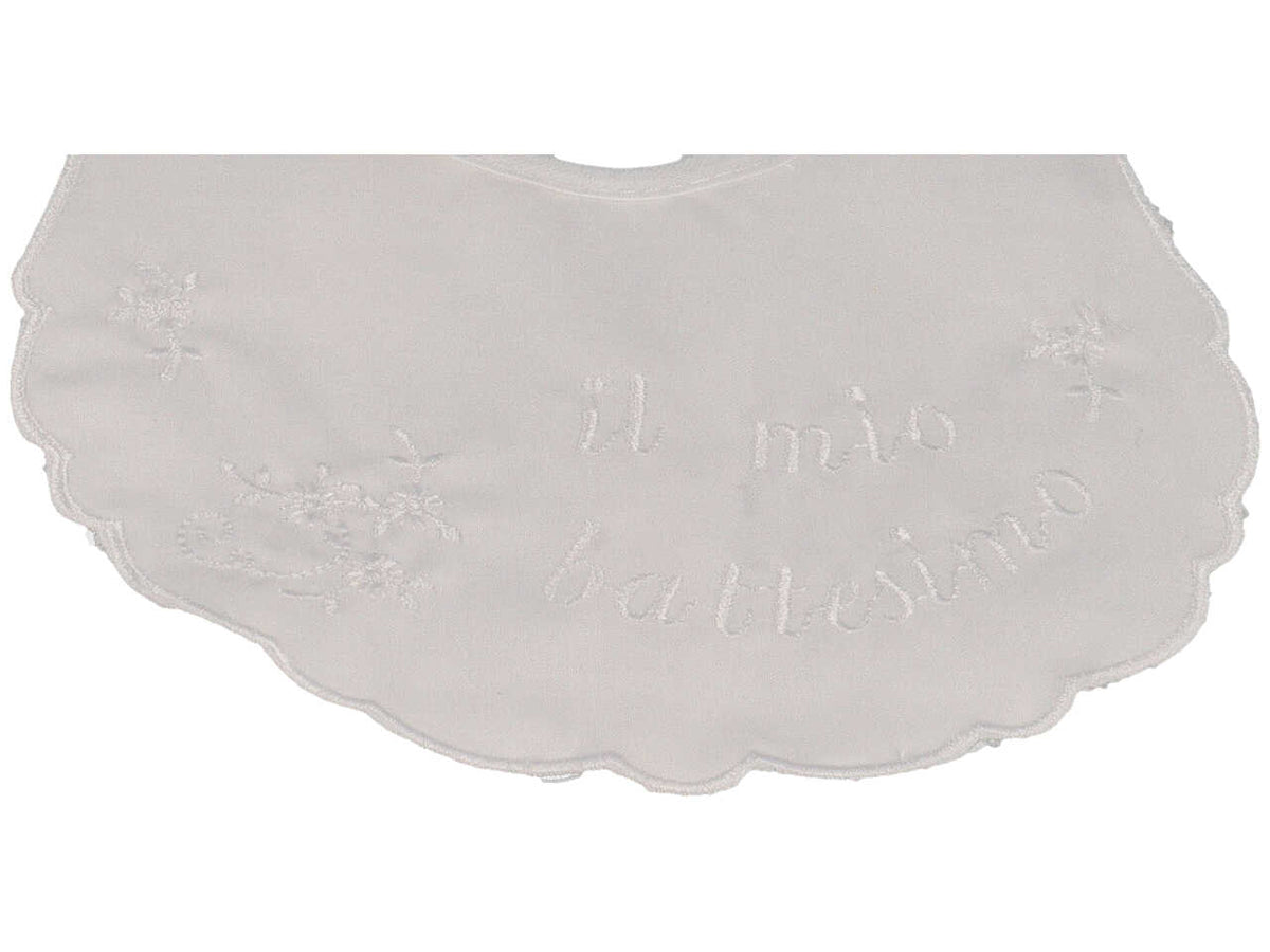 Bavetta da battesimo in cotone bianco - Dolci Sogni