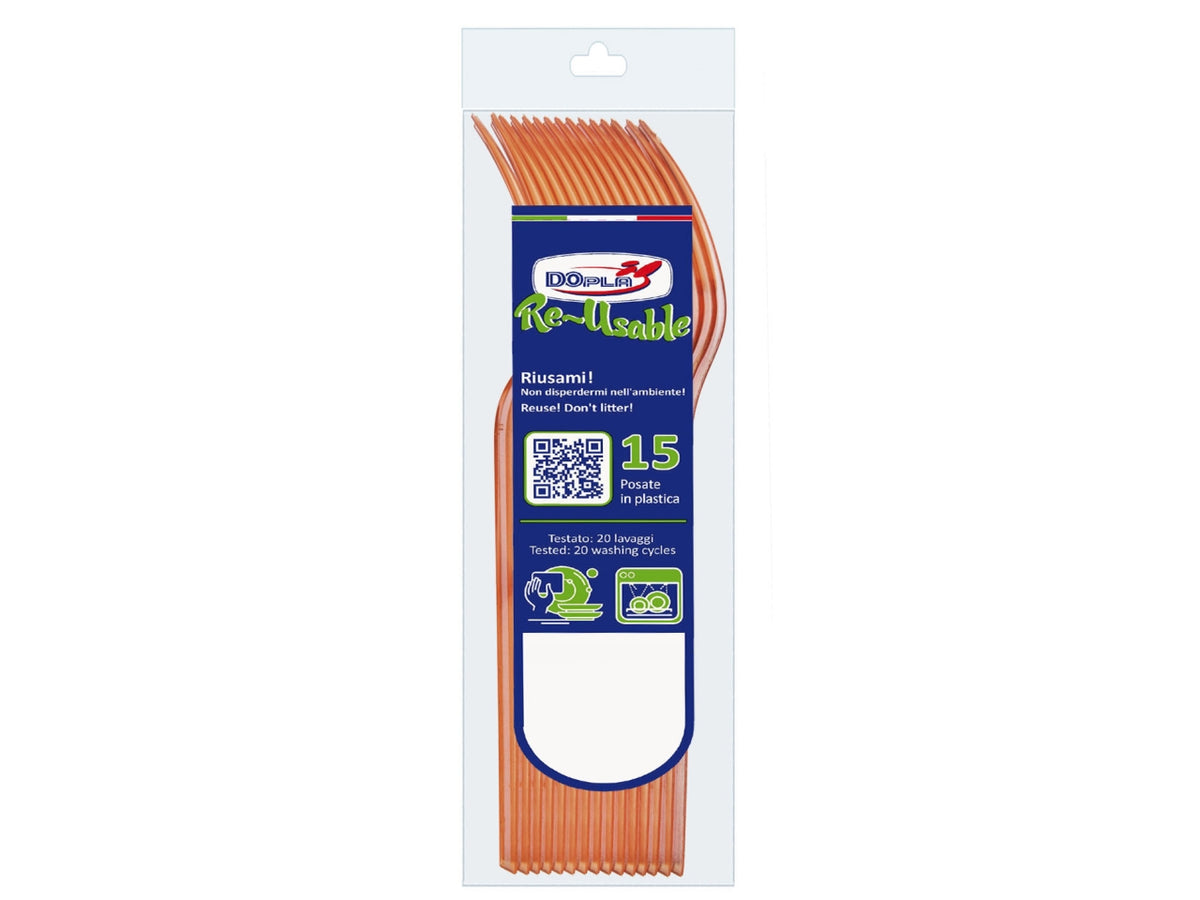 Forchette compact arancio - confezione da 15 forchette