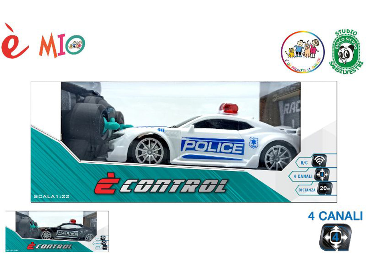 Macchina polizia con radiocomando 18cm scala1:22