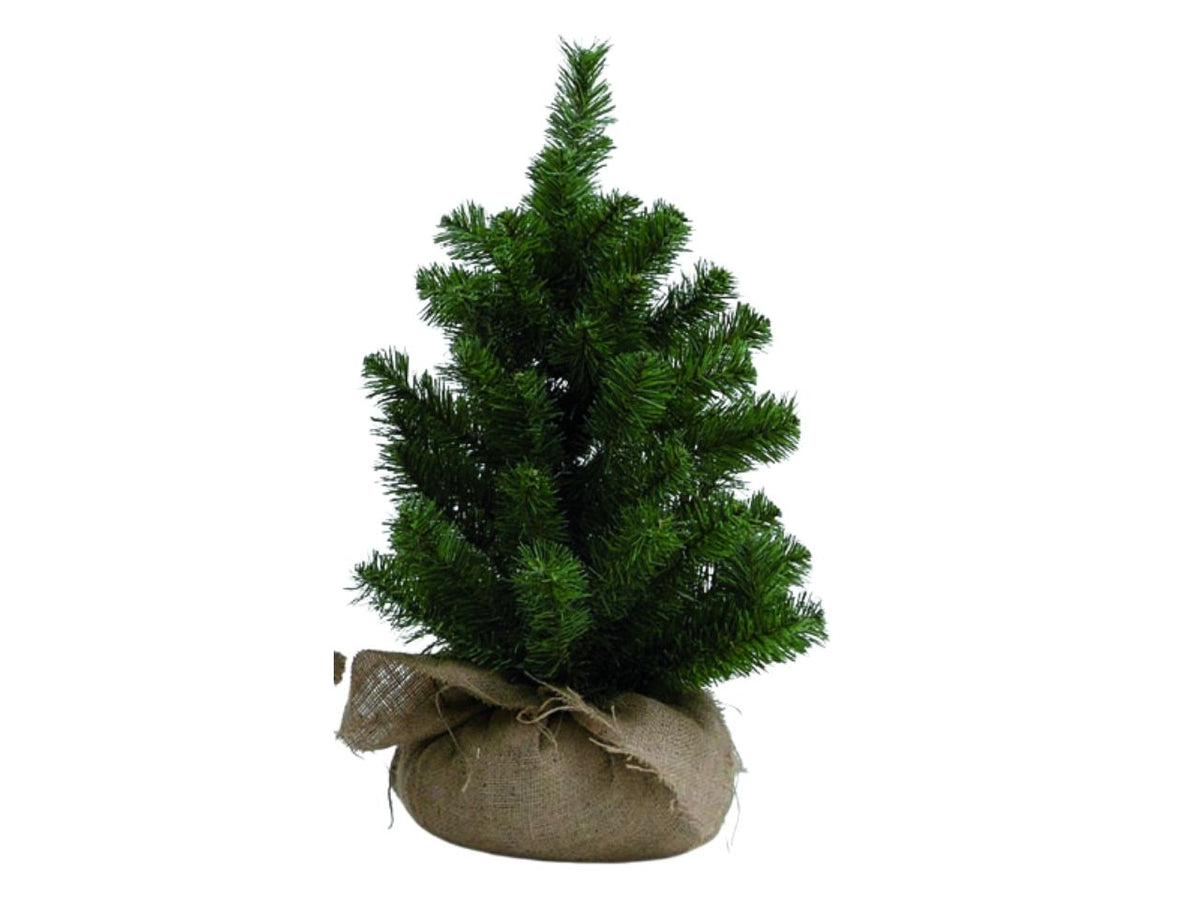 Albero di Natale 60cm verde con base in juta
