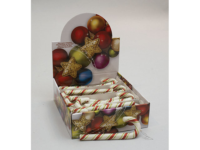 Pendente natalizio bastone iride glitterato 22cm