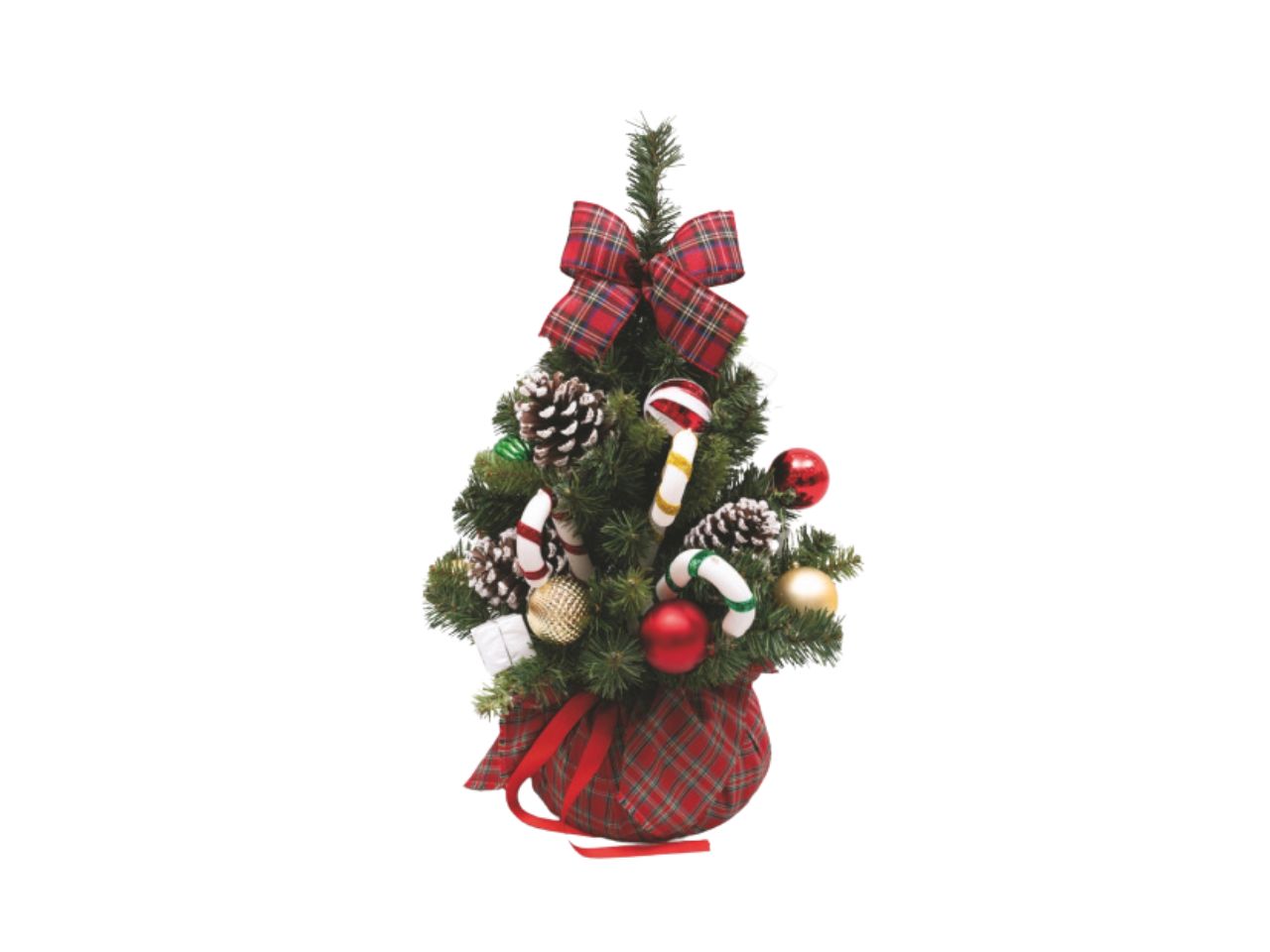 Albero 60cm con bastoncini, pigne e sfere colorate