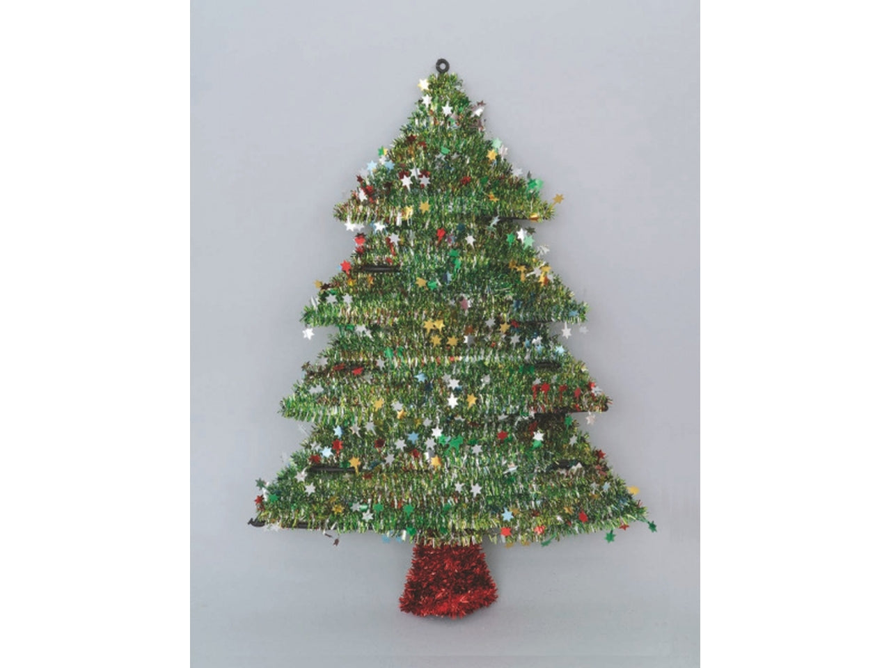 Alberello di natale in pvc verde 40x56cm decoro filo, stelline